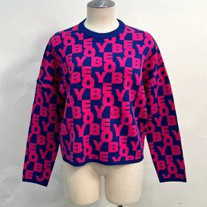 Obey Sweater "Stacked" Cobalt Blue/Hot Pink